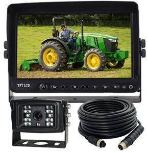 Wired Backup Reverse Camera System,AHD 720P Rear/Front View Camera+7″ Monitor with Parking Lines, IP69K Waterproof Night Vision Camera for Truck/Tractor/RV/Skid Loader/Heavy Equipment/Bulldozer