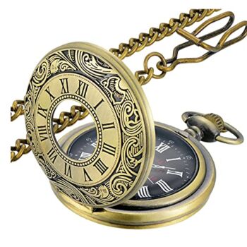 LYMFHCH Vintage Pocket Watch Roman Numerals Scale Quartz Pocket Watches with Chain Christmas Graduation Birthday Gifts Fathers Day | The Storepaperoomates Retail Market - Fast Affordable Shopping