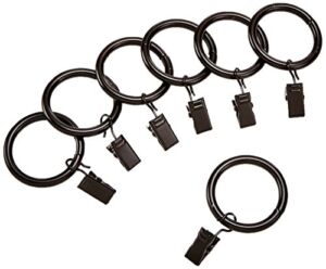 Amazon Basics Curtain Rod Clip Rings for 1″ Rod, Set of 7, Dark Bronze (Espresso)