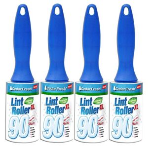 Household Essentials Cedar Fresh 90-Sheet Lint Rollers with E-Z Peel Sheets, 4-Pack