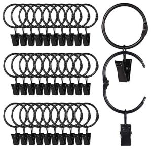 Curtain Rod Clip Rings, DDSKY 40PCS Metal Openable Curtain Rings with Clips,Heavy Duty Rustproof Vintage Decorative Drapery Eyelet Curtain Rods Hangers Rings-1.26 Inch Inner Diameter