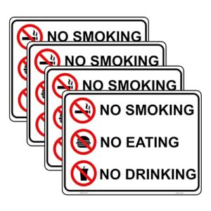 Haobase 4 Pcs No Smoking No Eating NO Drinking Sign Sticker – 20 cm x 15 cm – Self Adhesive Vinyl