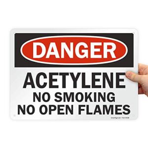 SmartSign – S-0314-AL-14 “Danger – Acetylene, No Smoking No Open Flames” Sign | 10″ x 14″ Aluminum