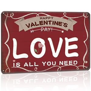 Valentines Day Gift Love is All You Need Sign for Husband Boyfriend From Girlfriend Wife Anniversary Birthday Gifts For Couple, 12x8inch Aluminium Sign Women Men You Have My Heart Him Her Wedding