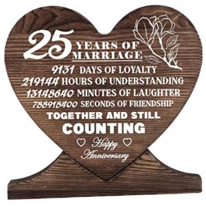 25 Year 25th Wedding Anniversary Keepsake Wood Sign, Wood Signs Quote for Crafts, Gift Wood Heart, Unisex Gifts, Gifts for Her Wife Girlfriend Him Husband