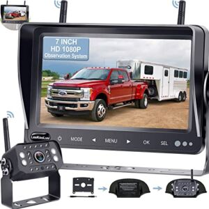 Wireless Backup Camera for RV HD 1080P LeeKooLuu 7 Inch Touch Button Monitor High-Speed Rear View System Compatible RVs Trailers Trucks 5th Wheel DIY Grid Lines F06