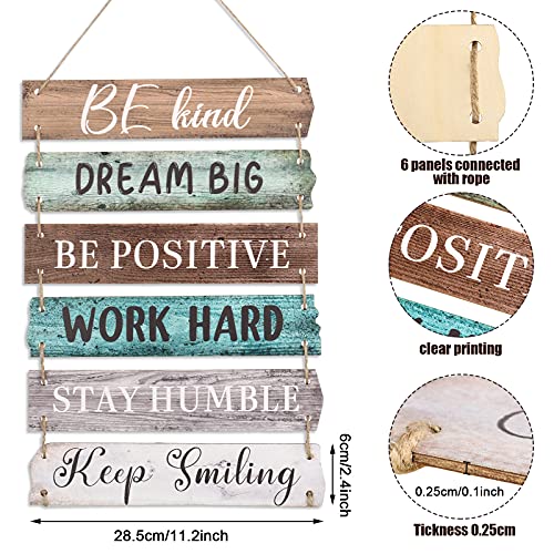 6 Pieces Rustic Wall Hanging Plaque Sign Inspirational Wall Art Farmhouse Wooden Wall Signs Positive Wall Plaque with Quotes Motivational Quote Decor for Office Bedroom Living Room (Retro Style) | The Storepaperoomates Retail Market - Fast Affordable Shopping