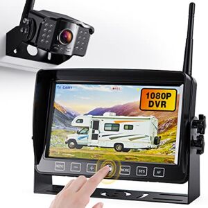 Wireless Backup Camera with 7 Inch Monitor for RV Trailer, 1080P IR Camera w/ Extra Long Range Signal + Built-in Recorder Monitor Rear View Pickup Truck Motorhome Camper, Xroose CM1