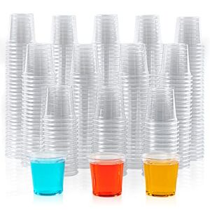 1000 PACK 1 oz Plastic Shot Glasses, 1-ounce Clear Disposable Plastic Cups, Party Cups for Vodka, Whiskey, Tequila, and Jello Shots, Mini Plastic Containers for Sauce, and Sample Tasting