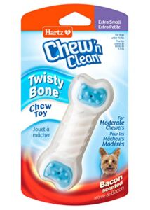 Hartz Chew ‘n Clean Twisty Bone Dog Chew Toy, Bacon Scented Chew Toy for Moderate Chewers, Extra Small, Color Varies
