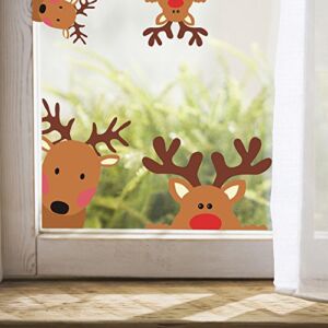 TOARTi Reindeer Window Decals,Adorable Reindeer Wall Stickers for Nursery Car Decor,Lovely Christmas Reindeer Home Decorations, 10 Count (Reindeer Decals)