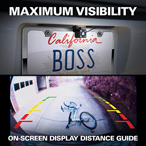 BOSS Audio Systems LPCB40 Rearview Car Backup Camera – License Plate Mount, High Resolution, Color, 170° Wide Angle View, Weatherproof, Wide Angle View, Low Light Friendly, Distance Guide View | The Storepaperoomates Retail Market - Fast Affordable Shopping