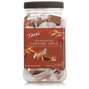 Tara’s All Natural Handcrafted Gourmet Caramel Apple Flavored Caramels: Small Batch, Kettle Cooked, Creamy & Individually Wrapped – 20 Ounce, brown
