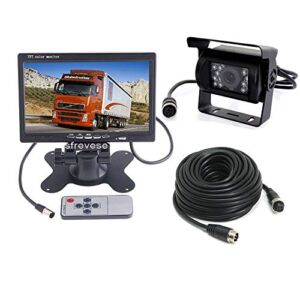 7″ Car LCD Monitor Caravan Rear View Kit + 4Pin Waterproof CCD Vehicle Reversing Backup Camera for Bus / Trailer / Truck with 15M Video Cable 12V-24V