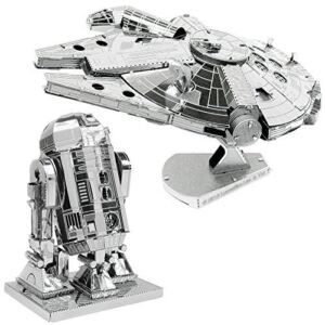 Fascinations Metal Earth 3D Model Kits Star Wars Set of 2 Millennium Falcon & R2-D2