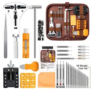 Kingsdun Watch Repair Kit, Upgraded Version Watch Band Strap Link Pins Battery Remover Replacement Adjustment Repair Tools Kits with Carrying Case & Manual (168PCS)
