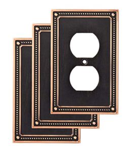 Franklin Brass W35059V-VBC-C Classic Beaded Single Duplex Wall Switch Plate/Cover, 3-Pack, Bronze with Copper Highlights, 3 Count