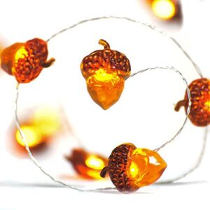 BOHON LED String Lights 40 LEDs Acorn Lights String Battery Powered 10ft Fairy Lights with Remote for Thanksgiving Autumn Bedroom Christmas Halloween Fall Tree Decoration