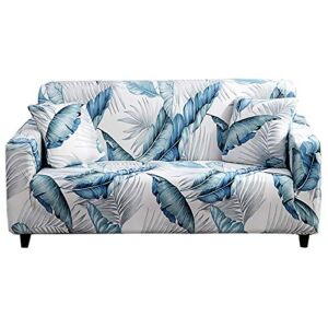 Eunzel Stretch Sofa Covers,Loveseat Slipcovers with Elastic Bottom,Slip Resistant Furniture Protector(Loveseat,Palm Leaf)