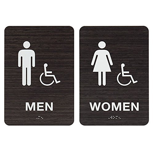 Men & Women ADA Restroom (Bathroom) Signs w/Braille (Modern Chic Dark Woodgrain) with Double Sided 3M Tape – Made in USA | The Storepaperoomates Retail Market - Fast Affordable Shopping