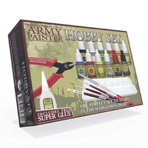 The Army Painter Warpaints Hobby Set -Model Kit Tools for Miniatures Includes 3 Hobby Brushes, 10 Miniature Paints, Model Paints for Plastic Models-Beginners Model Building Kits, Model Kit Accessories