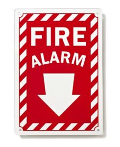 Fire Alarm with Arrow Down Sign, 10″ X 7″ – 0.04 Aluminum Fire & Safety Sign – Made in USA – UV Protected and Weatherproof