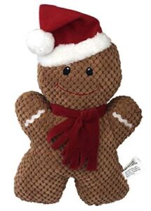 Petlou Holiday Plush Pet Toys for Dogs and Cats with Multi-Squeak and Crinkle in Different Size (Brown 1, 11-Inch CHR Gingerbread Man)