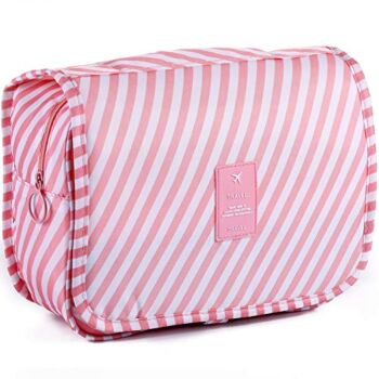 LAKIBOLE Toiletry Bag Multifunction Cosmetic Bag Portable Makeup Pouch Waterproof Travel Hanging Organizer Bag for Women Girls (Pink White) | The Storepaperoomates Retail Market - Fast Affordable Shopping
