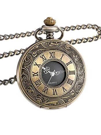 Mudder Vintage Roman Numerals Scale Quartz Pocket Watch with Chain (Bronze) | The Storepaperoomates Retail Market - Fast Affordable Shopping