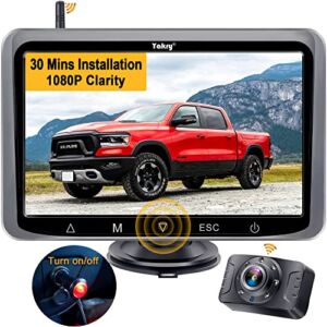 Wireless Backup Camera 30 Mins Easy Installation HD 1080P Clear Color Image 5 Inch Monitor 2 Channels Bluetooth Rear View Camera for Cars Trucks Small RVs Night Vision Yakry Y25