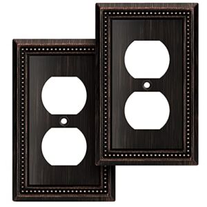 Henne Bery Sunken Pearls Decorative Wall Plate Switch Plate Outlet Cover (Single Duplex, 2 Pack, Aged Bronze)