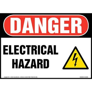 Danger: Electrical Hazard Sign – J. J. Keller & Associates – 14″ x 10″ Laminated Plastic with Rounded Corners for Indoor/Outdoor Use – Complies with OSHA 29 CFR 1910.145 and 1926.200