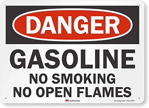 SmartSign “Danger – Gasoline, No Smoking No Open Flames” Sign | 10″ x 14″ 3M Reflective Aluminum | The Storepaperoomates Retail Market - Fast Affordable Shopping