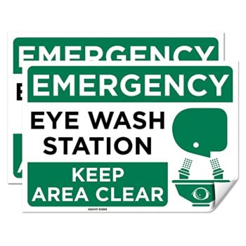 (Set of 2) Emergency Eye Wash Station Sign – 10″ x 7″ – Durable Self Adhesive 4 Mil Vinyl – Laminated – Fade & Scratch Resistant – Waterproof – OSHA Approved Eyewash Station Sticker for Lab, School or Hospital | The Storepaperoomates Retail Market - Fast Affordable Shopping