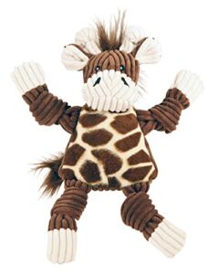 HuggleHounds Plush Corduroy Durable Squeaky Knottie, Dog Toy, Great Dog Toys for Aggressive Chewers, Giraffe, Large