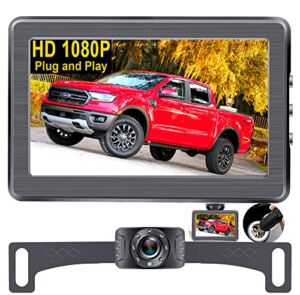 Backup Camera HD 1080P Rear View Monitor for Car Truck Camper Minivan Reverse Cam System License Plate Waterproof Clear Night Vision DIY Guidelines AMTIFO A2
