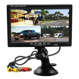 7 Inch HD 4 Split Quad Video Displays Backup Monitor kit LCD Rear View Monitor for Car Backup Camera Kit & Home Surveillance Security System