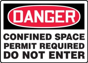 Accuform MCSP026VS Adhesive Vinyl Safety Sign, Legend”Danger CONFINED Space Permit Required DO NOT Enter”, 10″ Length x 14″ Width x 0.004″ Thickness, Red/Black on White