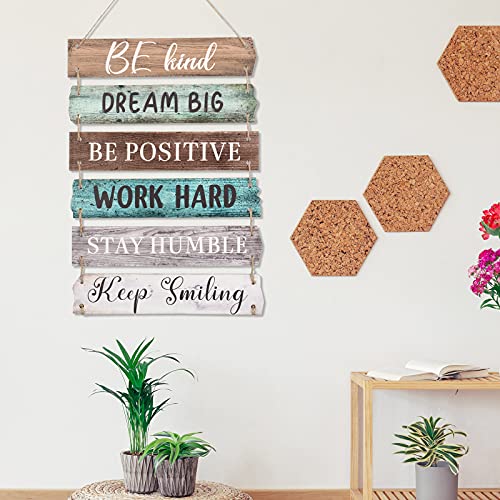 6 Pieces Rustic Wall Hanging Plaque Sign Inspirational Wall Art Farmhouse Wooden Wall Signs Positive Wall Plaque with Quotes Motivational Quote Decor for Office Bedroom Living Room (Retro Style) | The Storepaperoomates Retail Market - Fast Affordable Shopping