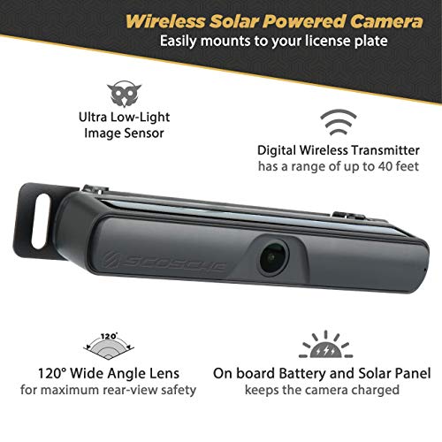 SCOSCHE WBUSSPF43 Wireless Solar Powered Backup Camera System with 4.3” Color Dash Monitor and License Plate Frame for Cars, Trucks and SUV’s | The Storepaperoomates Retail Market - Fast Affordable Shopping
