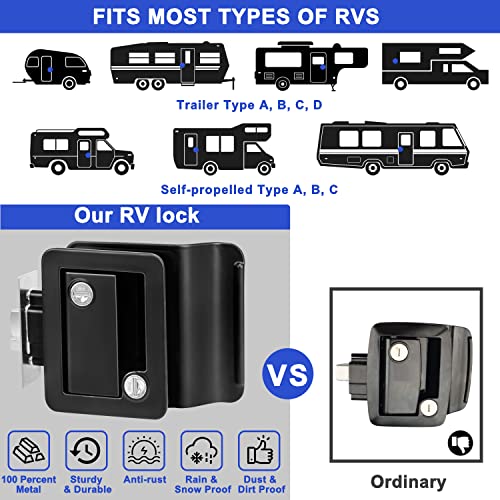 RV Door Locks for Travel Trailers, 2 Pack Black Camper Door Lock, Travel Trailer Door Latch, Zinc Alloy RV Camper Entry Door Lock Replacement Kit for Camper Horse Trailer Cargo Hauler | The Storepaperoomates Retail Market - Fast Affordable Shopping