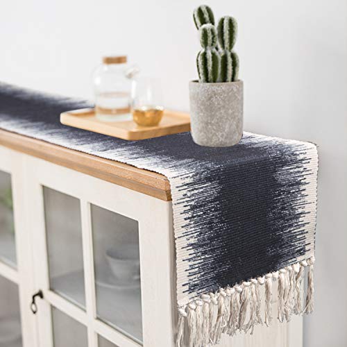 KIMODE Cotton Fringe Table Runner 14 X 72 in, Farmhouse Gradient Bohemian Woven Tassels Macrame Dinning Table Linen Machine Washable Minimalist Home Decorative (14 in x 72 in, Gradient) | The Storepaperoomates Retail Market - Fast Affordable Shopping
