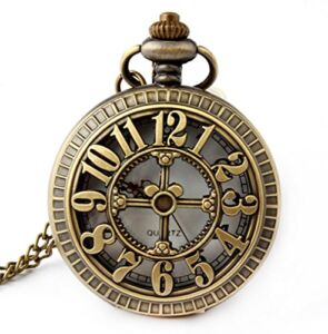 I-MART Retro Antique Bronze Pocket Watch with 31Inches Lobster Clasp Necklace Chain