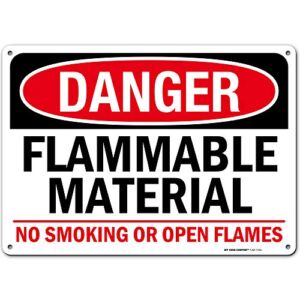 Danger Flammable Material No Smoking Fire Hazard Sign, 10” x 14” Industrial Grade Aluminum, Easy Mounting, Rust-Free/Fade Resistance, Indoor/Outdoor, USA Made by MY SIGN CENTER