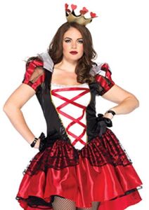 Leg Avenue Plus Size 2 Piece Royal Queen-Full Length Satin Dress with Crown Headpiece-Halloween Costume for Women, Black/Red, 3X / 4X