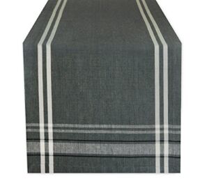 DII French Stripe Tabletop Collection Farmhouse Style Table Runner, 14×72, Gray Chambray