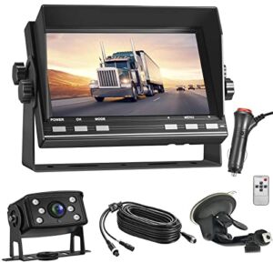 RV Backup Camera Systems AHD 1080P, 7 Inch Vehicle Back Up Cameras with IP69 Waterproof Rear View Camera IR Night Vision, Wire Reserve Camera with Suction Cup Mount Bracket