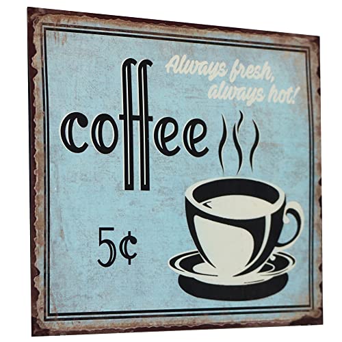 Barnyard Designs 5 Cent Coffee Retro Vintage Metal Tin Bar Sign, Decorative Wall Art Signage, Primitive Farmhouse Country Kitchen Home Décor, 13″ x 10″ | The Storepaperoomates Retail Market - Fast Affordable Shopping