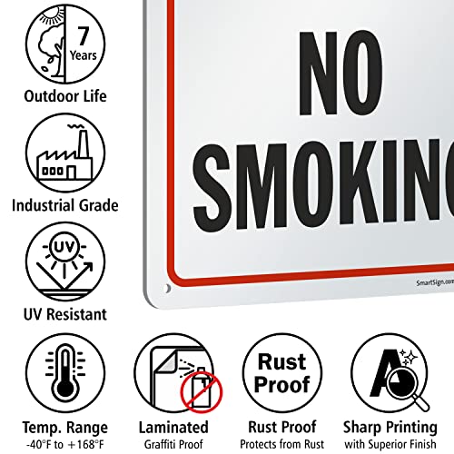 SmartSign 14 x 10 inch “No Smoking” Metal Sign with Symbol, Screen Printed, 40 mil Laminated Rustproof Aluminum, Red, Black and White | The Storepaperoomates Retail Market - Fast Affordable Shopping