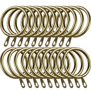 Shappy 20 Packs Metal Drapery Curtain Rings Hanging Rings for Curtains and Rods, Drape Sliding Eyelet Rings 30 mm Internal Diameter (Brass)